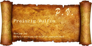 Preiszig Vulfia névjegykártya